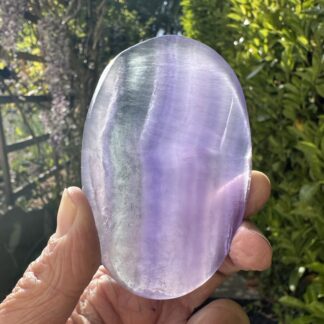 Lavender Yttrium Fluorite Flat Palm Stone