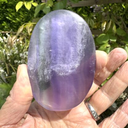 Lavender Yttrium Fluorite Flat Palm Stone - Image 2