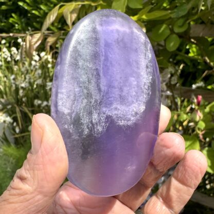 Lavender Yttrium Fluorite Flat Palm Stone - Image 3
