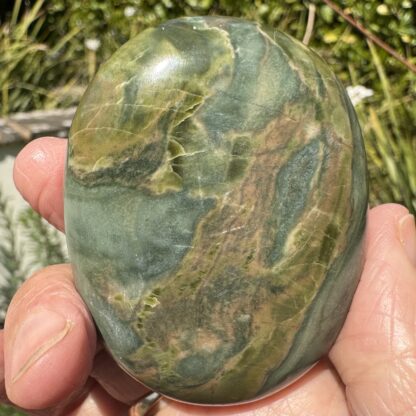 Rare Green Hair Jasper Palm Stone - Image 2