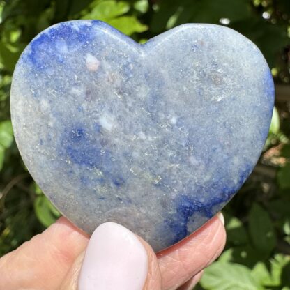 Blue Quartz/Blue Aventurine Flat Heart - Image 2