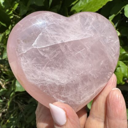 Large Gemmy Rose Quartz Heart With Rainbows