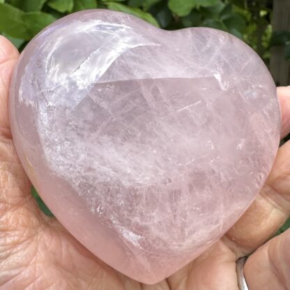 Large Gemmy Rose Quartz Heart With Rainbows - Image 2