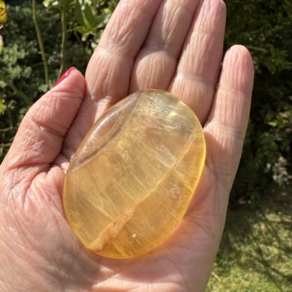 Golden Yellow Fluorite Palm Stone - Image 5
