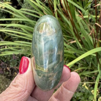 Rare Green Hair Jasper Palm Stone - Image 6