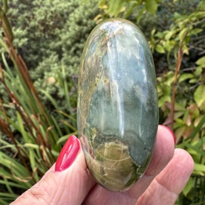 Rare Green Hair Jasper Palm Stone - Image 4