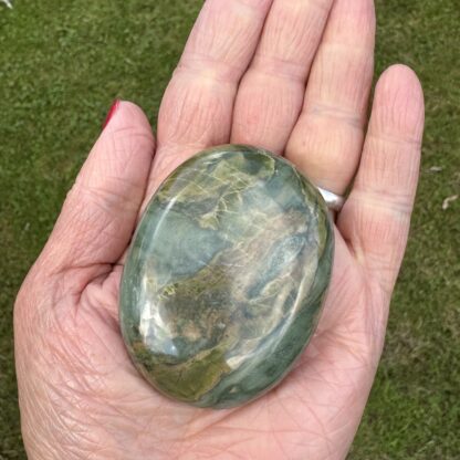 Rare Green Hair Jasper Palm Stone - Image 5